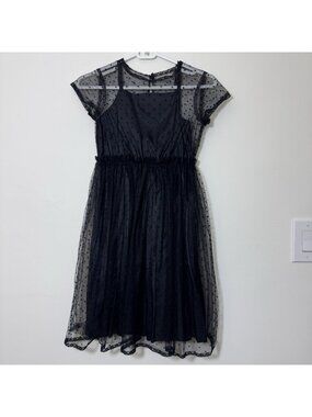 Bonpoint Girls Lace Party Designer Dress Size 10 Fit & Flare Black Lined